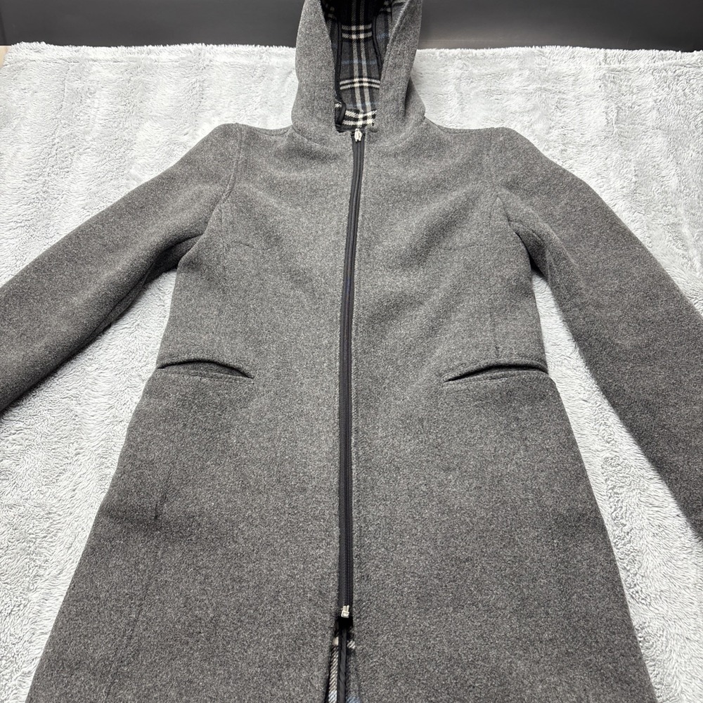 Studio y Gray wool-blend‎ zip-up hooded jacket Sm